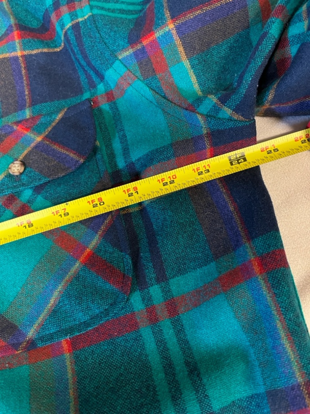 Vintage Pendleton Wool Plaid Button Front Shirt Green purple USA Men’s XL - Picture 5 of 10